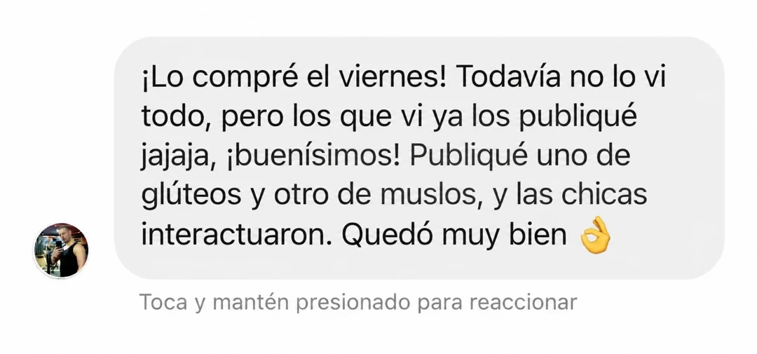 Testimonio de cliente sobre el pack de publicaciones, mensaje 4